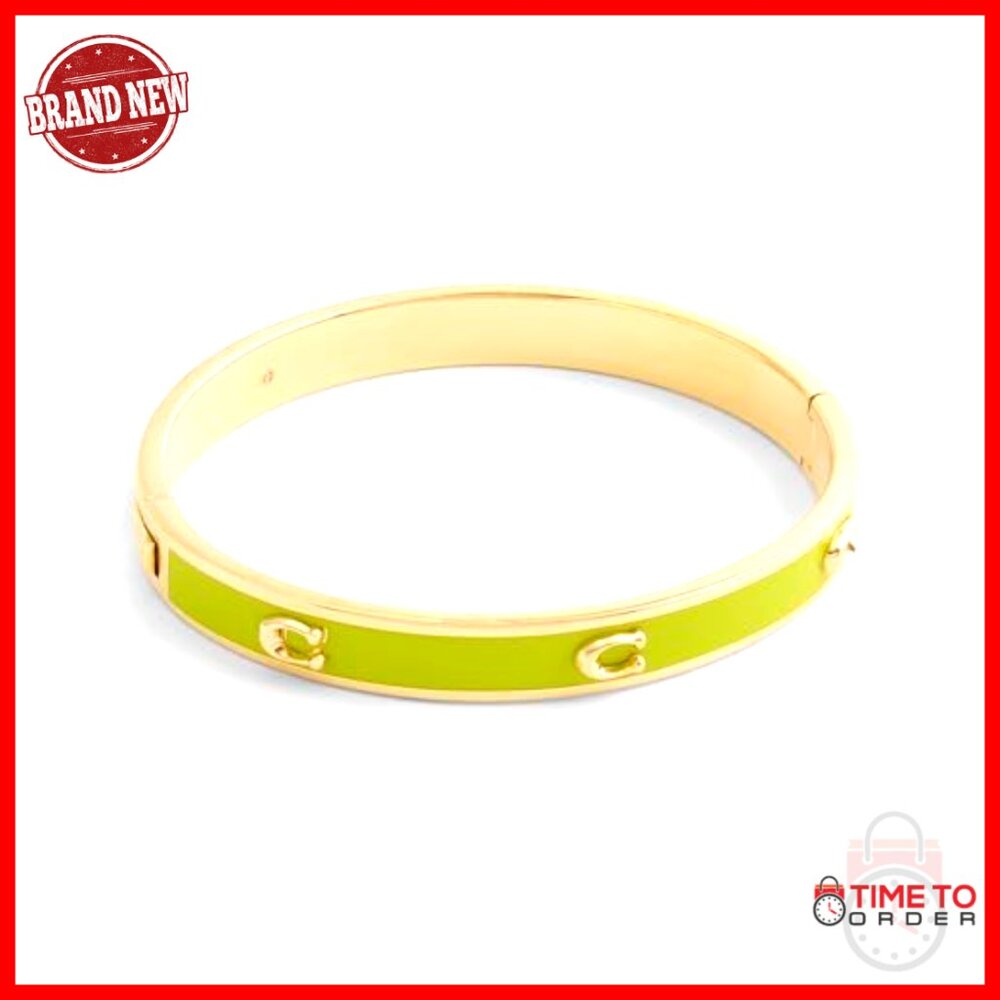 Enamel Bangle Bracelet Hinged Push Button Closure… - image 3